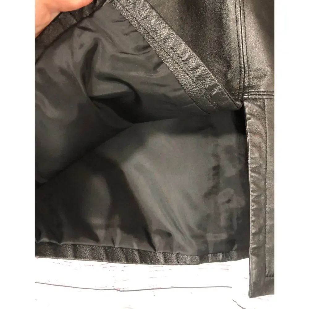 1990s Bronson Thomas Black Leather Pencil Skirt 4